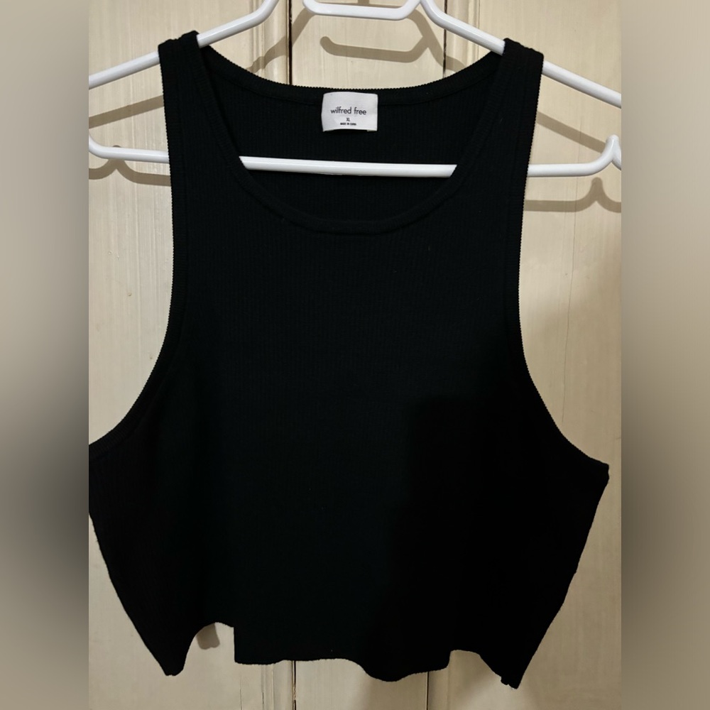 Wilfred Free Ribbed Black Cropped Tank Top Size XL